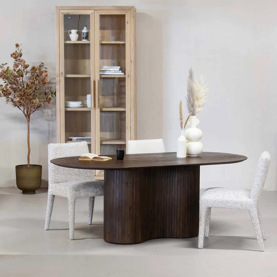 Giga Meubel Eettafel Ovaal 200cm Donkerbruine Tafel Mangohout Japandi Stijl Eettafel Ava - Foto 6