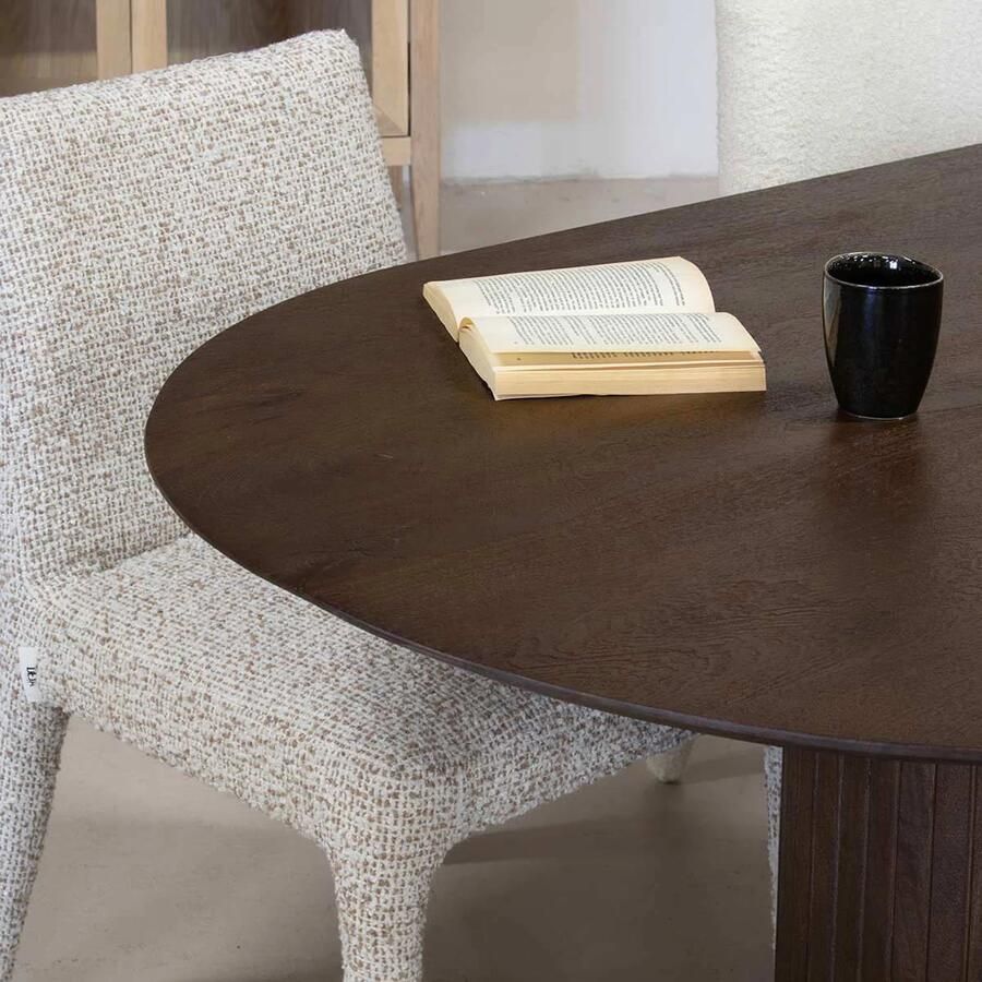 Giga Meubel Eettafel Ovaal 200cm Donkerbruine Tafel Mangohout Japandi Stijl Eettafel Ava - Foto 7