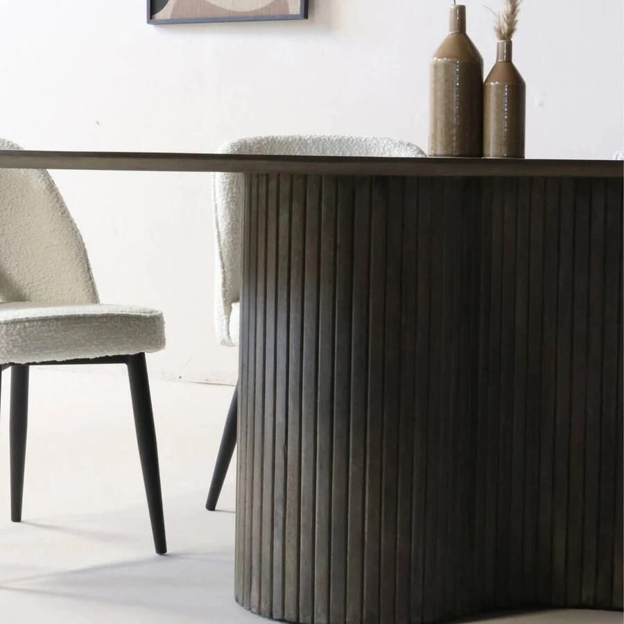 Giga Meubel Eettafel Ovaal 240cm Bruine Tafel Mangohout Japandi Stijl Eettafel Ava - Foto 3