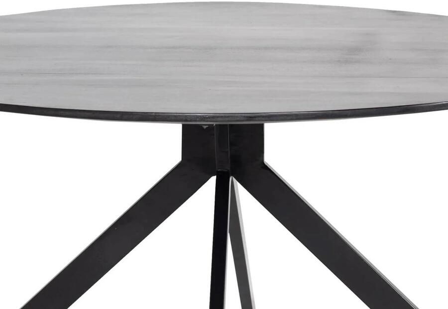 Giga Meubel Eettafel Rond 130cm Zwart Mangohout & Metaal Tafel Batti - Foto 6