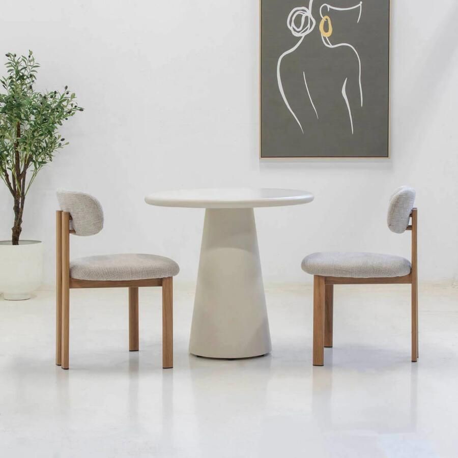 DÉJA Living Eettafel Brunn Rond Beige Eco Composiet 80cm - Foto 2