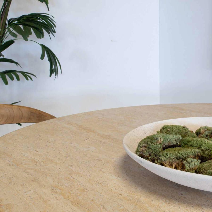 DÉJA Living Eettafel Brunn Rond Travertin 130x130x76cm