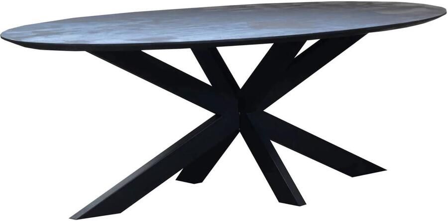 Giga Meubel Eettafel Ovaal Mangohout Zwart 200x110x78cm Tafel Diamond - Foto 2
