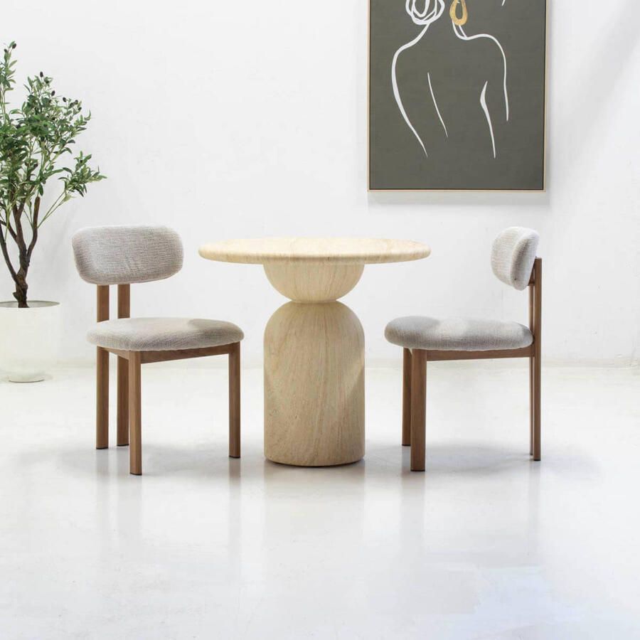 DÉJA Living Eettafel Djurö Rond Travertin Eco Composiet 80cm - Foto 2