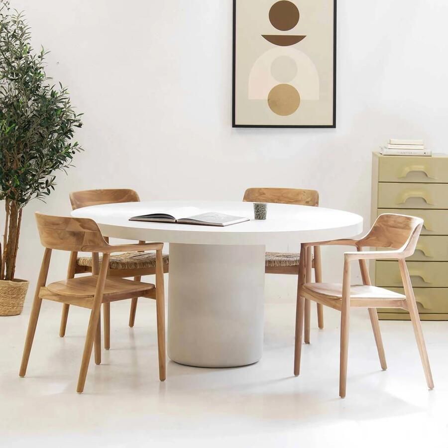 Giga Meubel Eettafel Eden Beige Eco Composiet Betonlook Rond 150x150x75cm - Foto 2