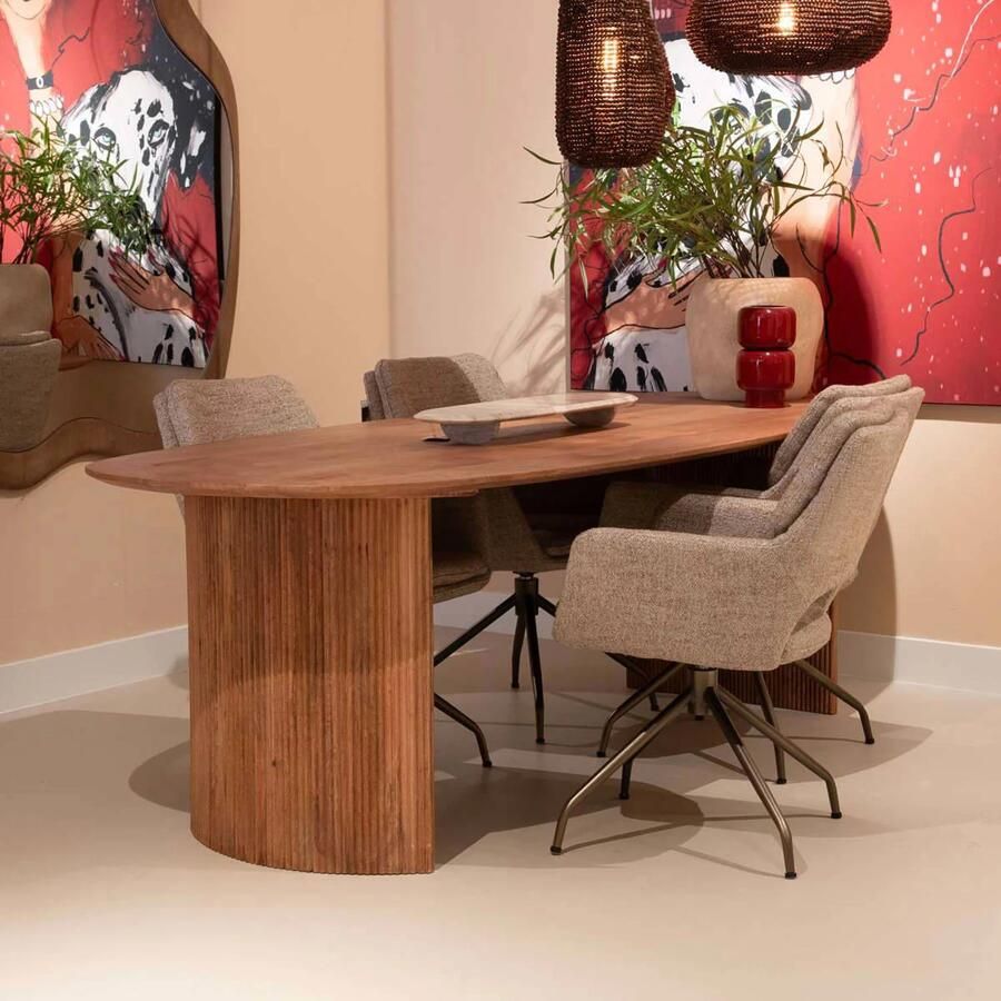 Giga Meubel Eettafel Deens Ovaal 200cm Bruin Mangohout Feline - Foto 5