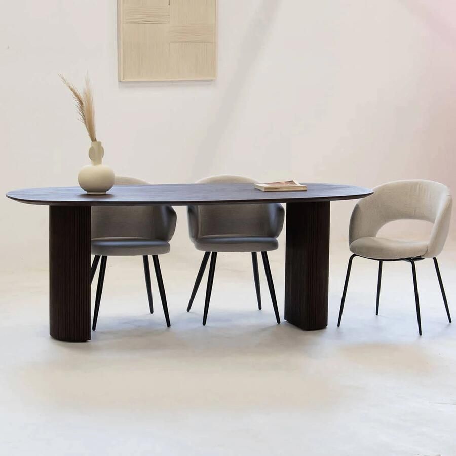 Giga Meubel Eettafel Deens Ovaal 240cm Donkerbruin Mangohout Feline - Foto 2