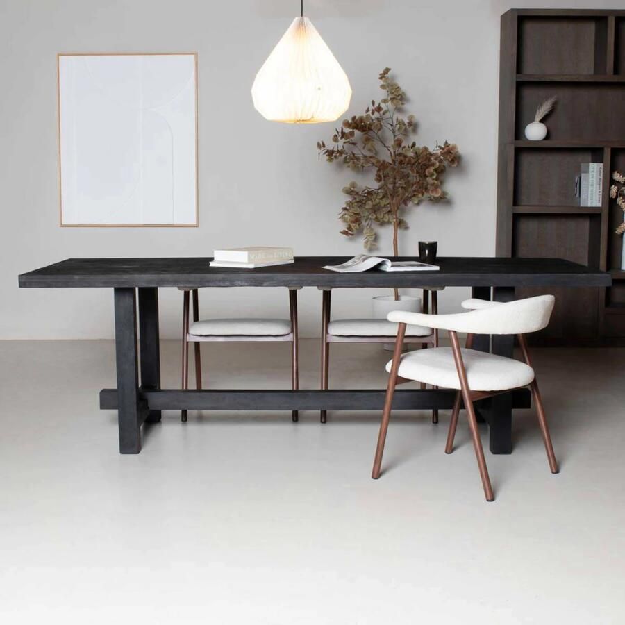 Giga Meubel Eettafel Zwart 240cm Mangohout Industrieel Eettafel Frans - Foto 8