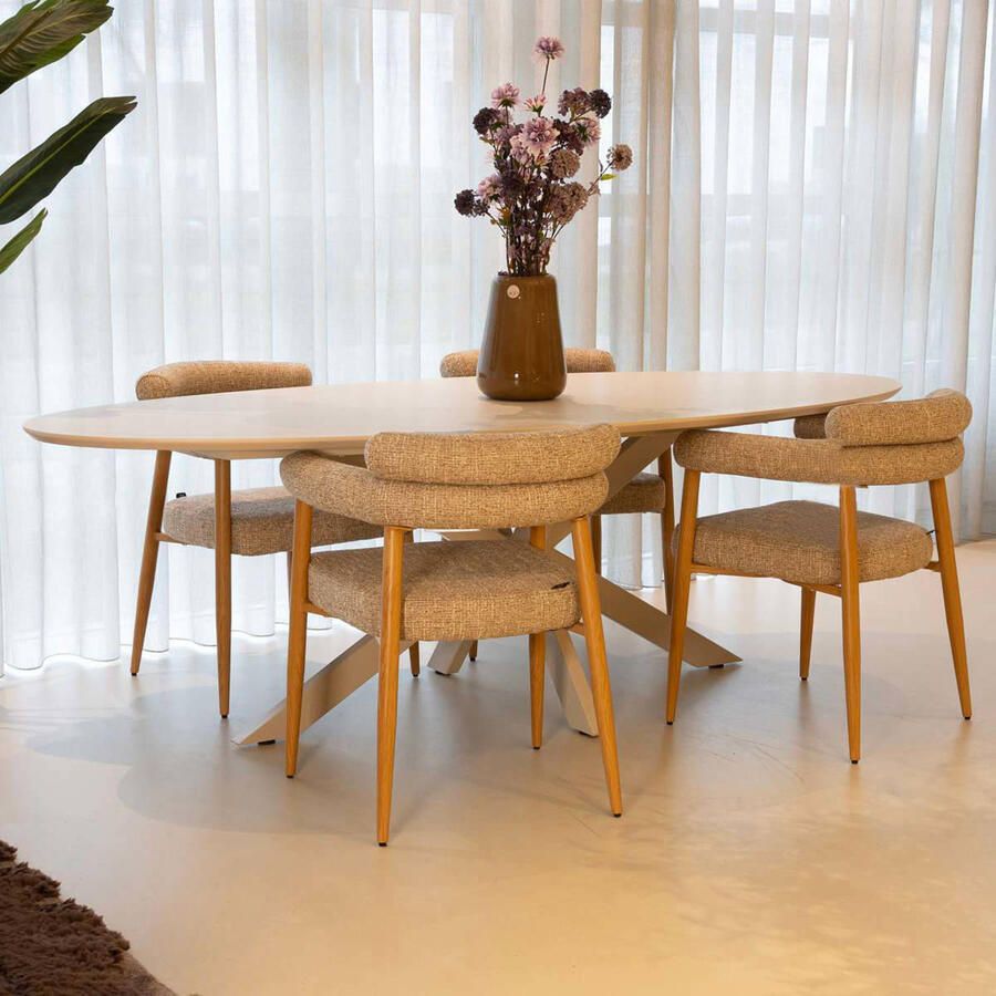 Déja Living DÉJA Living Eettafel Gimo Ovaal Beige HPL 200x100x76cm - Foto 2