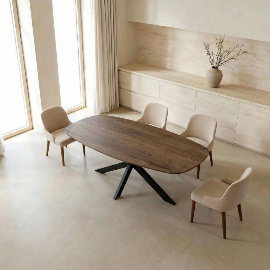 Giga Meubel Eettafel Jaimy Deens Ovaal Donkerbruin Hout 160x90x76cm - Foto 2