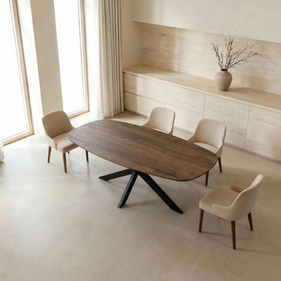 Giga Meubel Eettafel Jaimy Deens Ovaal Donkerbruin Hout 200x100x76cm - Foto 2