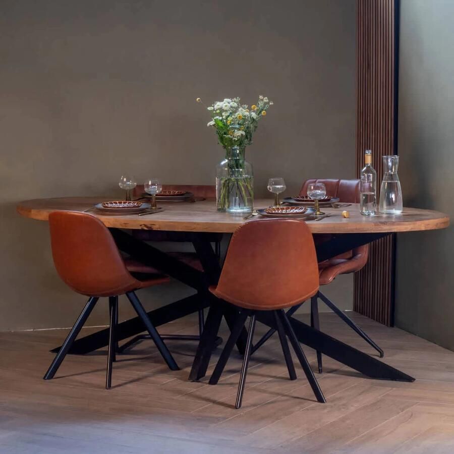 Giga Meubel Ovale Eettafel 200cm Mangohout & Metaal Eettafel Mansour - Foto 3