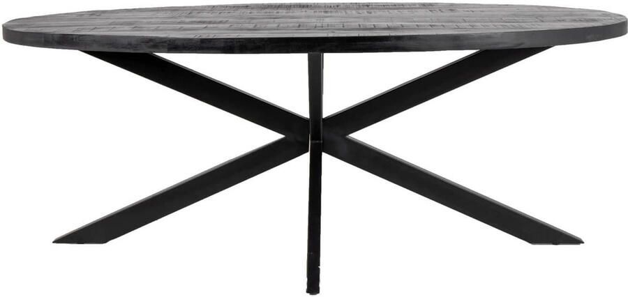 Giga Meubel Ovale Eettafel 200cm Zwart Mangohout & Metaal Eettafel Mansour - Foto 3