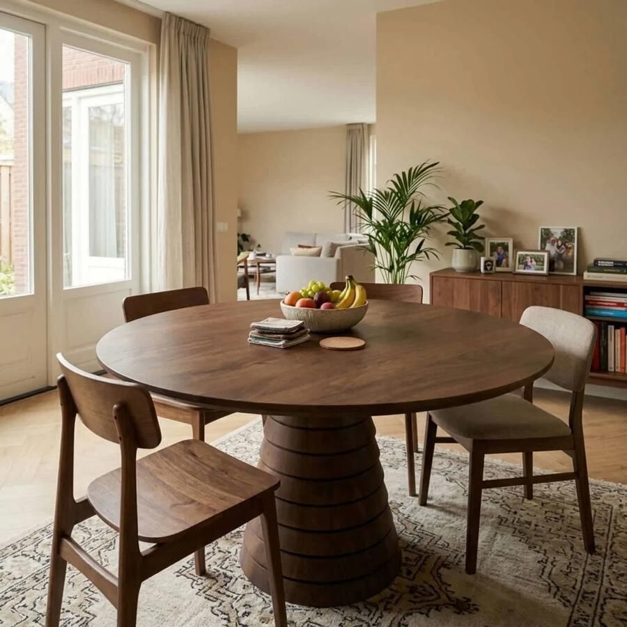DÉJA Living Eettafel Marín Rond Donkerbruin Mangohout 130x130x76cm - Foto 2