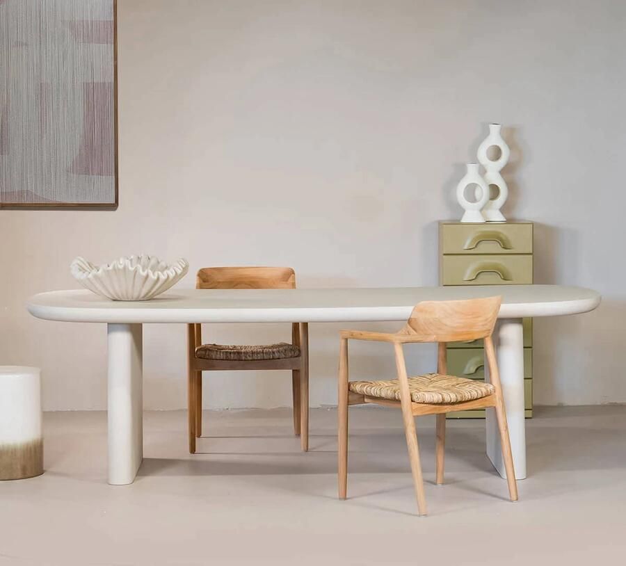 Giga Meubel Eettafel Maya Deens Ovaal Beige Betonlook 200x100x75cm - Foto 3