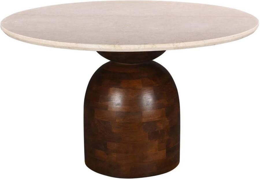 DÉJA Living Eettafel Miro Rond Marmer Hout Donkerbruin 130x130x75cm