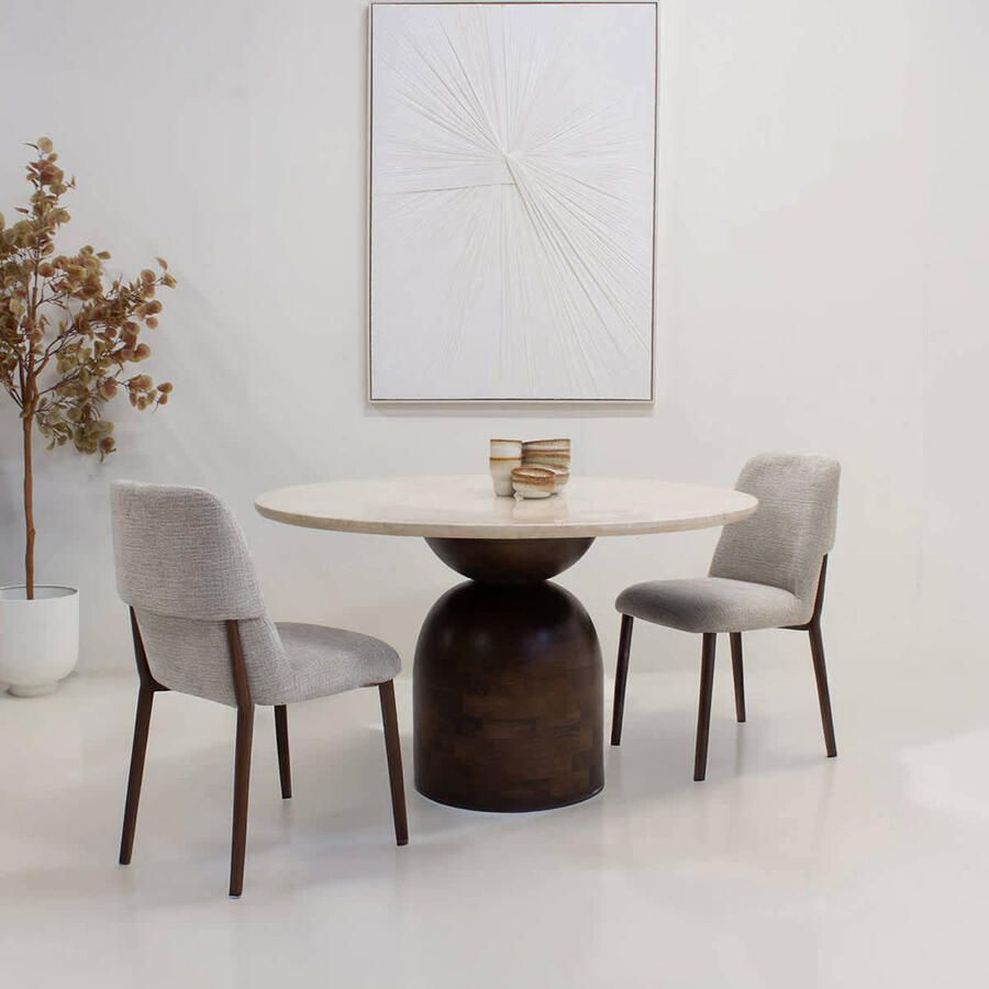 DÉJA Living Eettafel Miro Rond Marmer Hout Donkerbruin 130x130x75cm - Foto 2