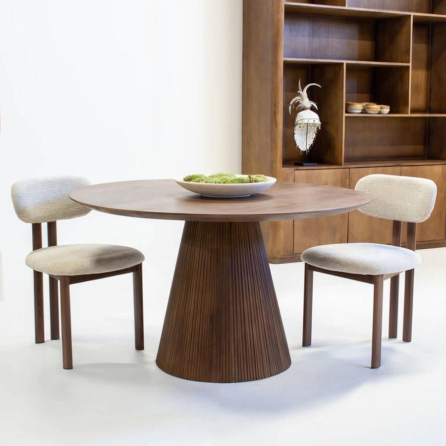 Giga Meubel Eettafel Salvador Rond Mangohout Donkerbruin 130x130x76cm - Foto 2