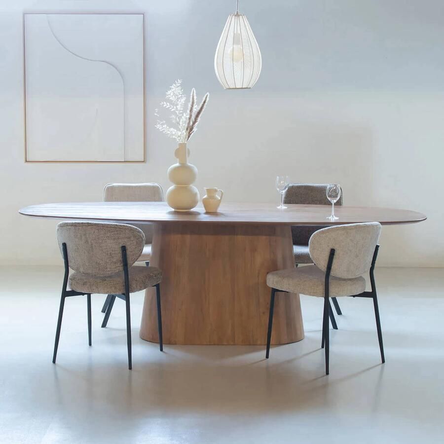 Giga Meubel Eettafel Deens Ovaal Bruin Mangohout 180x100x76cm Stijn - Foto 3