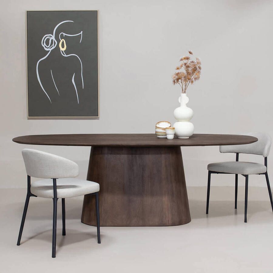 Giga Meubel Eettafel Stijn Deens Ovaal Mangohout Donkerbruin 220cm - Foto 3
