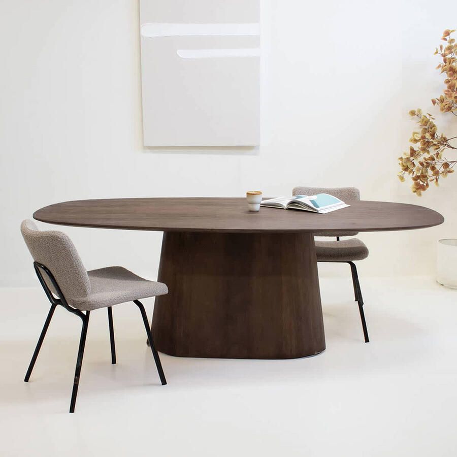 Giga Meubel Eettafel Stijn Deens Ovaal Mangohout Donkerbruin 220cm - Foto 4