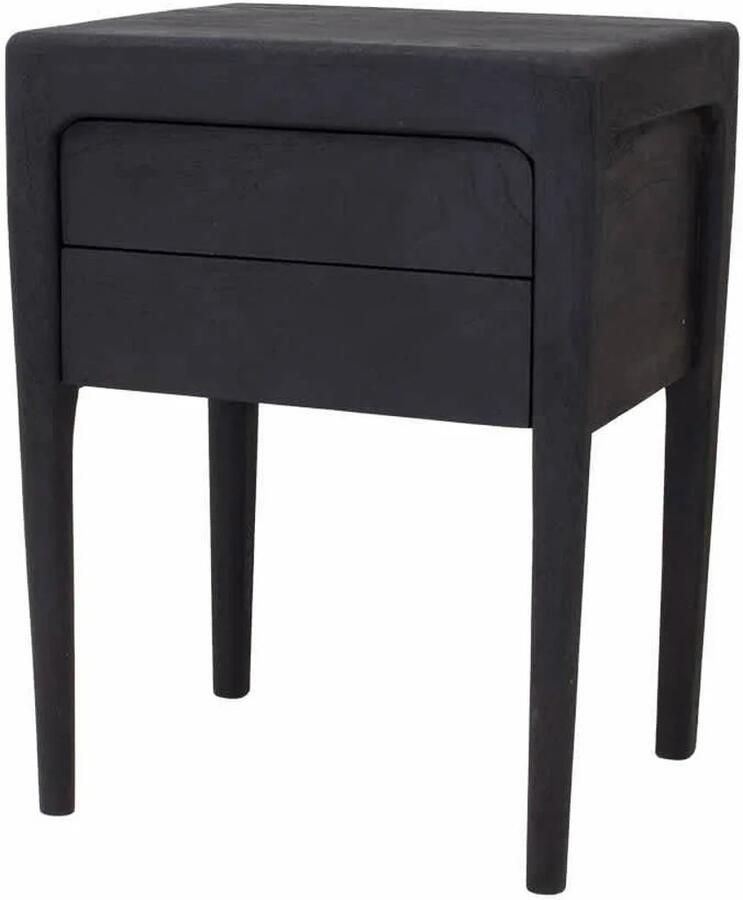 Giga Meubel Nachtkastje Zwart Mangohout 60cm 2 Lades Berend
