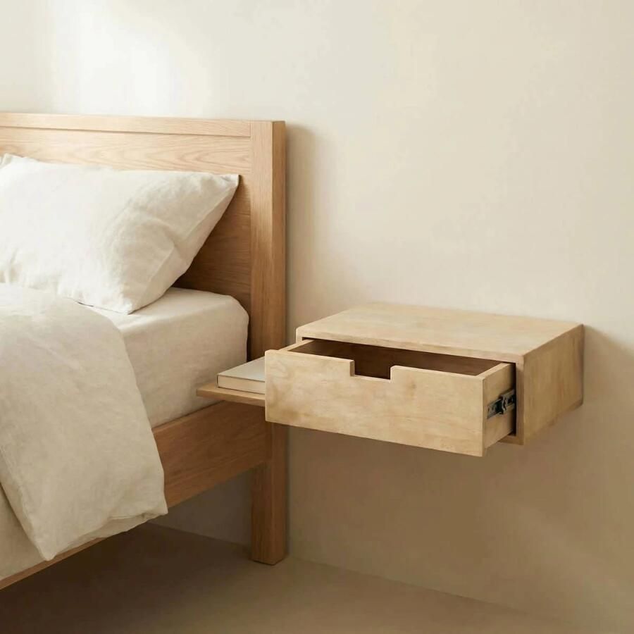 Giga Meubel Nachtkastje Niek Zwevend Naturel Plankje Links 65cm - Foto 3