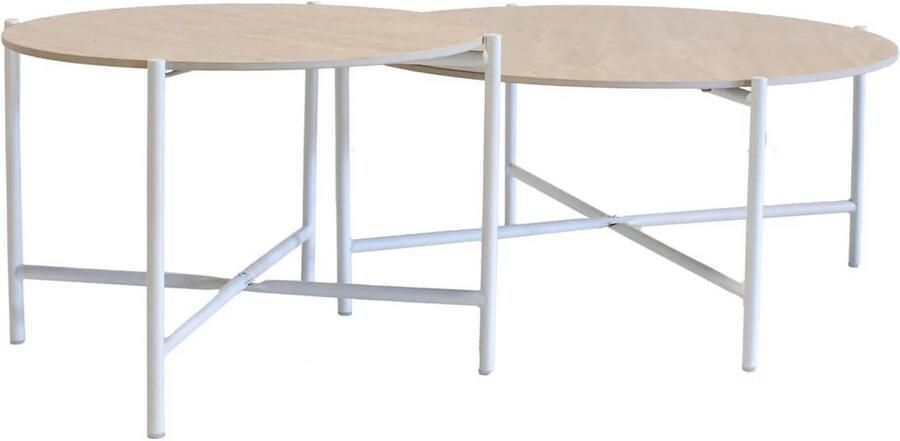 Giga Meubel Salontafel Abano Wit Metaal Sintered Stone Set van 2