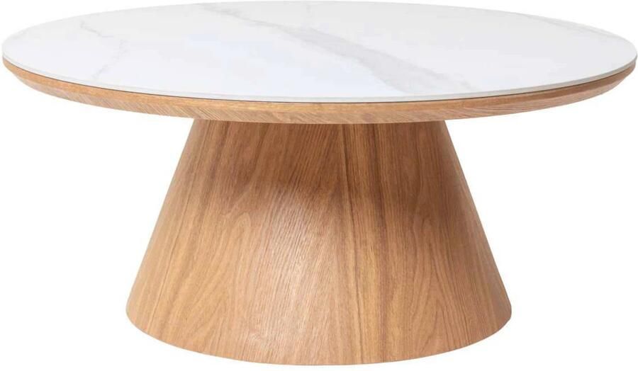 Giga Meubel Salontafel Alba Rond Naturel Hout Keramisch 80x80x35cm
