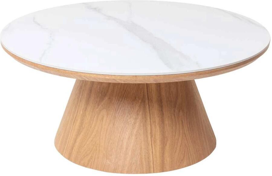 Giga Meubel Salontafel Alba Rond Naturel Hout Keramisch 80x80x35cm - Foto 3