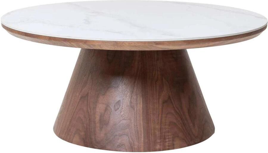 Giga Meubel Salontafel Alba Rond Walnoot Hout Keramisch 80x80x35cm