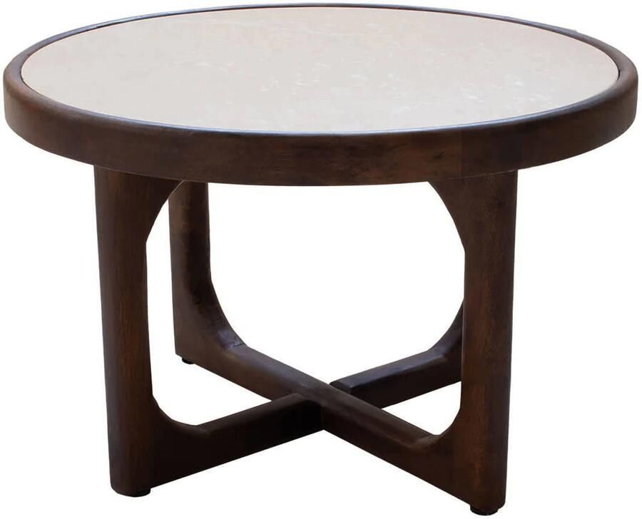 Giga Meubel Salontafel Ayase Rond Marmer Hout Donkerbruin Set van 2 - Foto 2