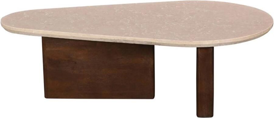 Giga Meubel Salontafel Ayla Organisch Marmer Hout Donkerbruin 120x70x38cm - Foto 2