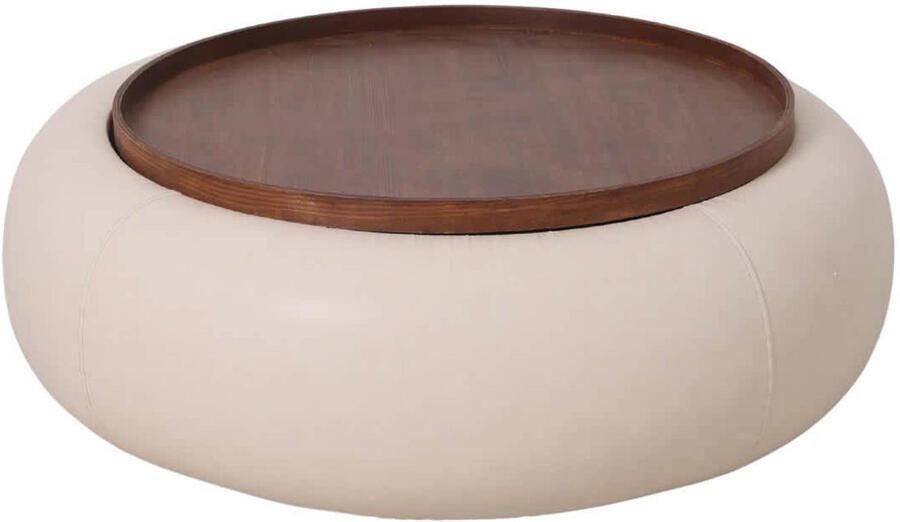 DÉJA Living Salontafel Draby Beige Walnoot Met Opbergruimte Ø102cm