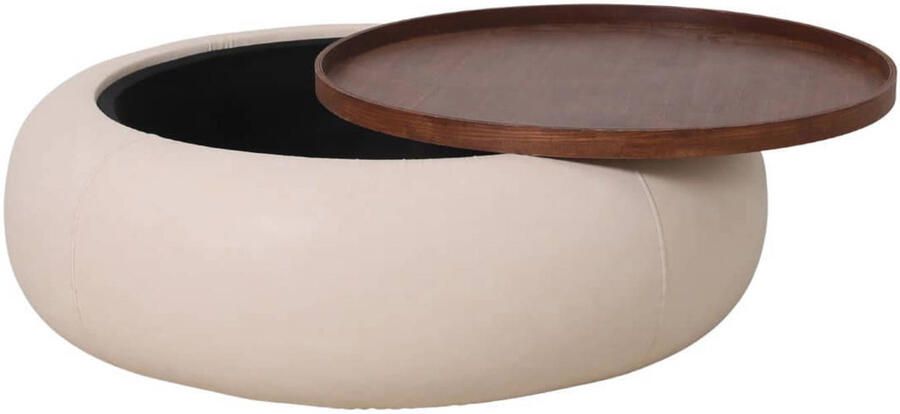 DÉJA Living Salontafel Draby Beige Walnoot Met Opbergruimte Ø102cm - Foto 3