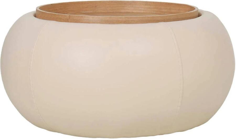DÉJA Living Salontafel Draby Rond Beige Naturel Incl. Opbergruimte 73cm - Foto 2
