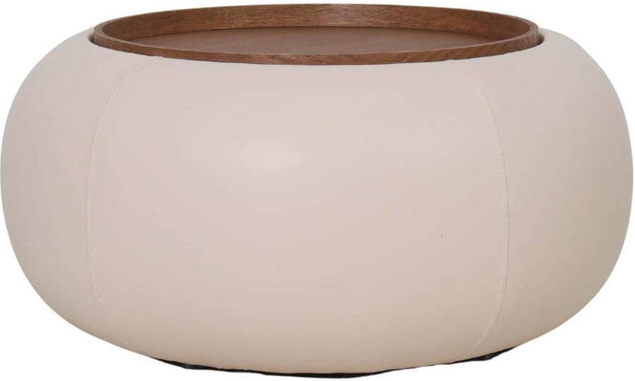 DÉJA Living Salontafel Draby Rond Beige Walnoot Incl. Opbergruimte 73cm