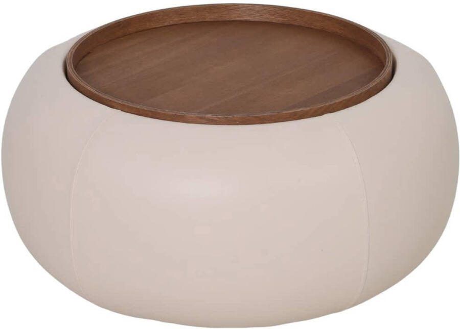 DÉJA Living Salontafel Draby Rond Beige Walnoot Incl. Opbergruimte 73cm - Foto 3
