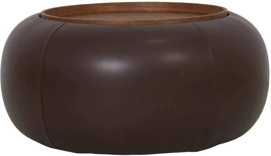 DÉJA Living Salontafel Draby Rond Donkerbruin Walnoot Incl. Opbergruimte Ø73cm
