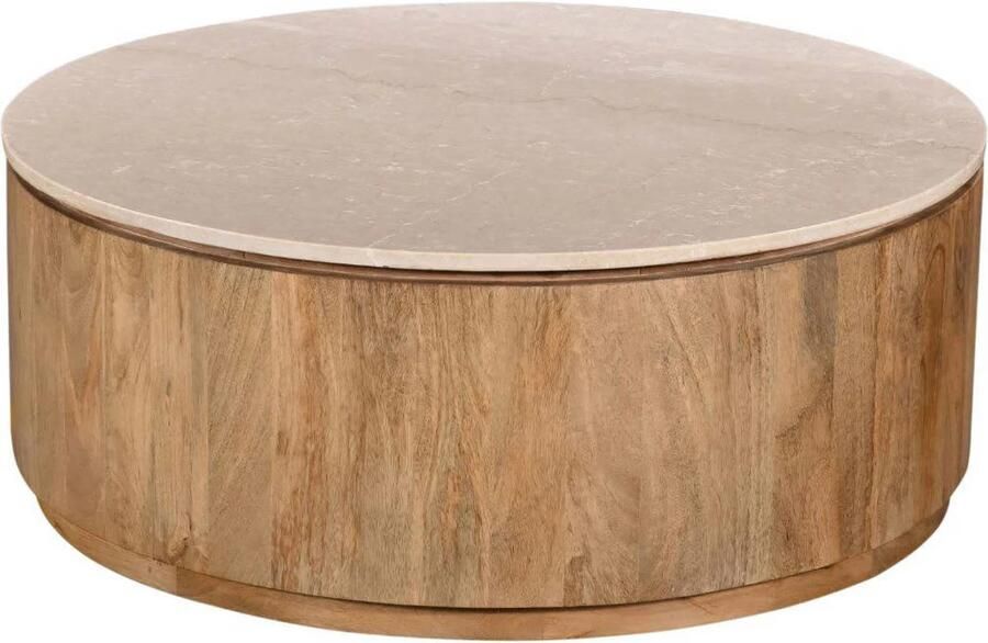 Giga Meubel Salontafel Elan Rond Travertin Naturel 90x90x35cm - Foto 2