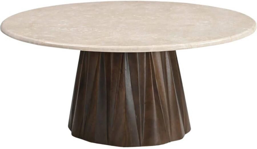 Giga Meubel Salontafel Rond 90cm Marmer Mangohout Faiza