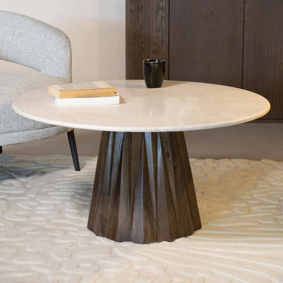 Giga Meubel Salontafel Rond 90cm Marmer Mangohout Faiza - Foto 2