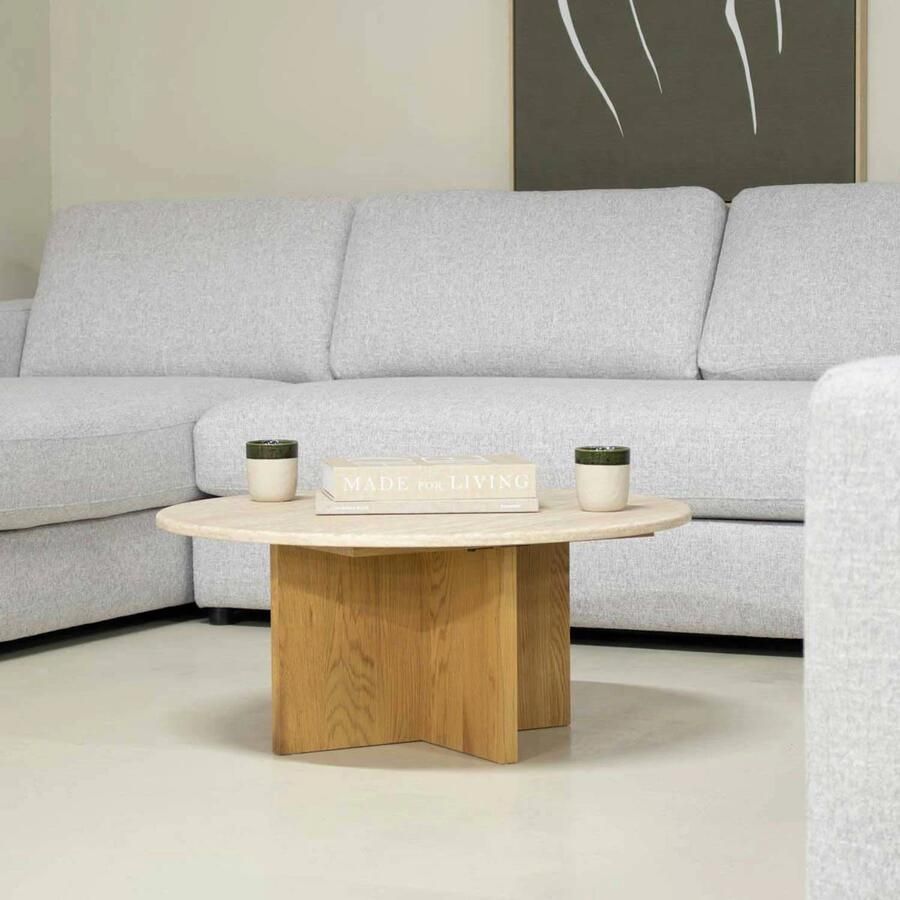 Giga Meubel Salontafel Faria Lichtbruin Marmer Ø80x35cm - Foto 3