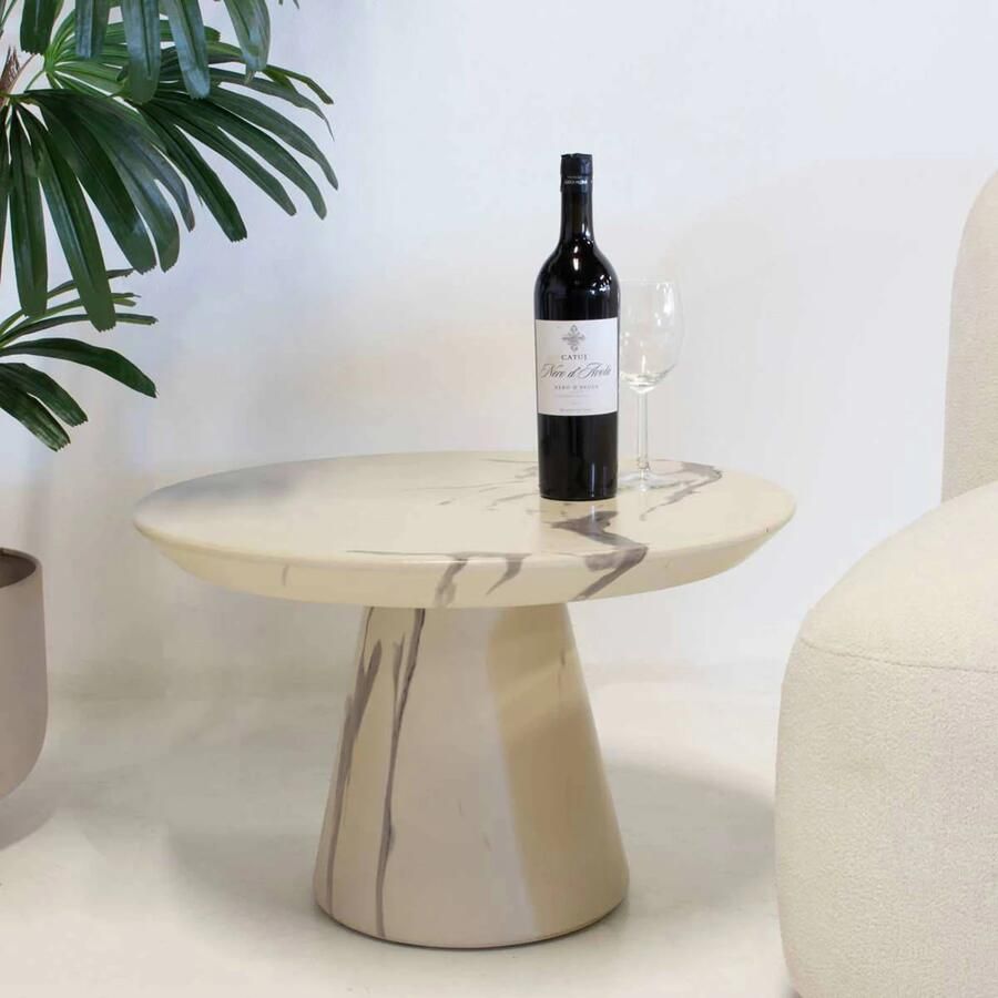 DÉJA Living Salontafel Flen Rond Marmerlook 60x60x38cm - Foto 2
