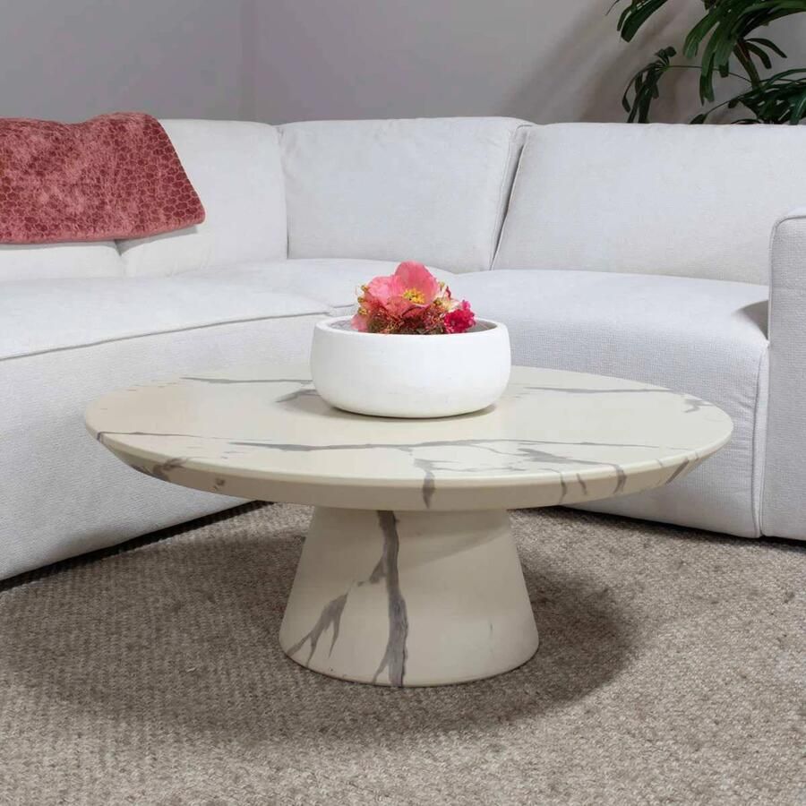 DÉJA Living Salontafel Flen Rond Marmerlook 90x90x35cm - Foto 2