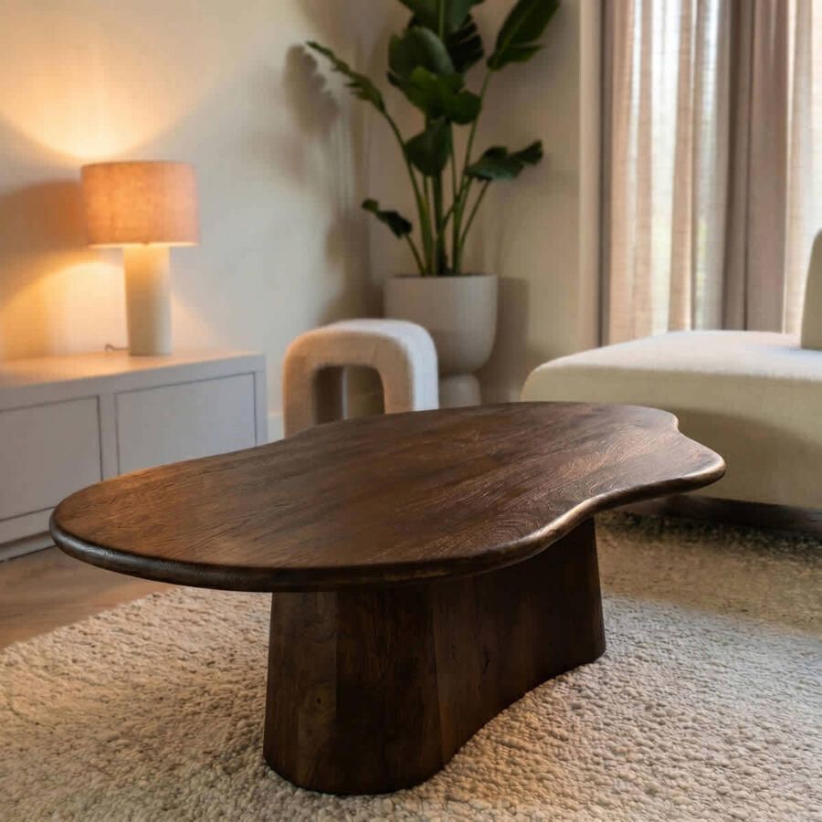 Giga Meubel Salontafel Organisch 120cm Donkerbruin Mangohout Jessie - Foto 3