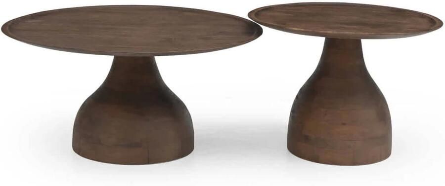 Giga Meubel Salontafel Joji Ø60cm Donkerbruin Mangohout - Foto 3