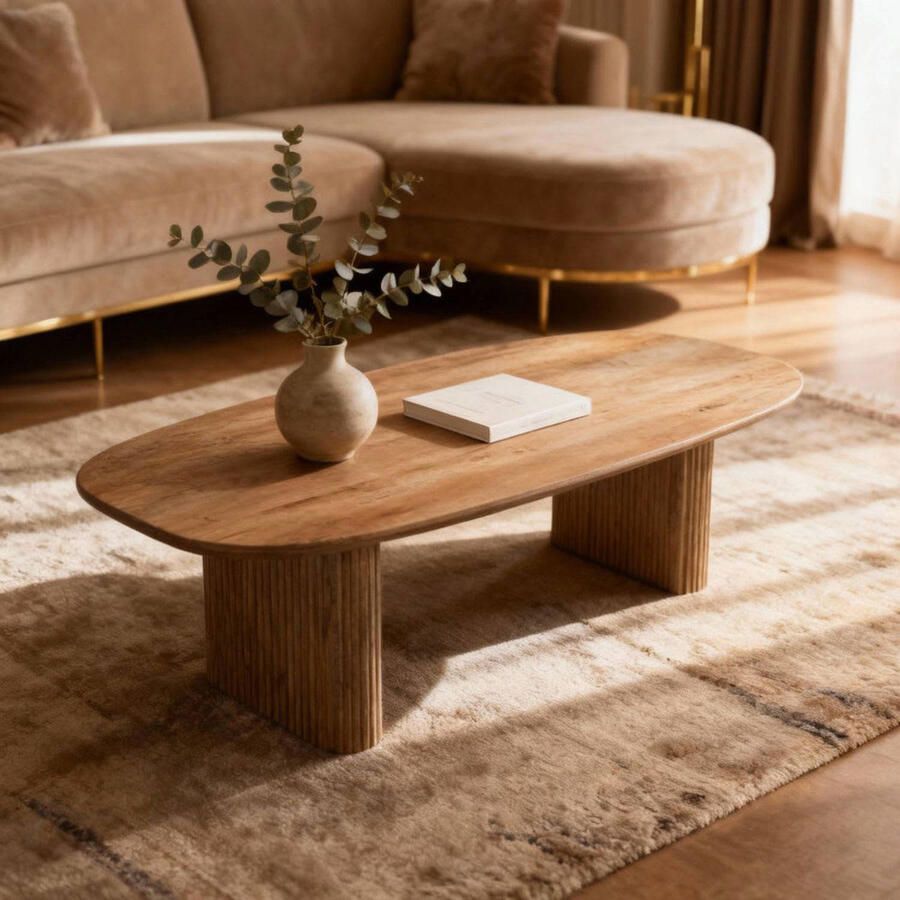 Giga Meubel Salontafel Juro Deens Ovaal Naturel Hout 120x70x38cm - Foto 2