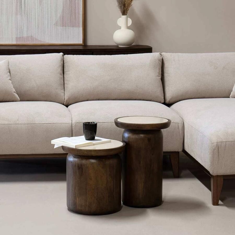 Giga Meubel Salontafel Rond Ø38cm Bruin Marmer Kaja - Foto 4