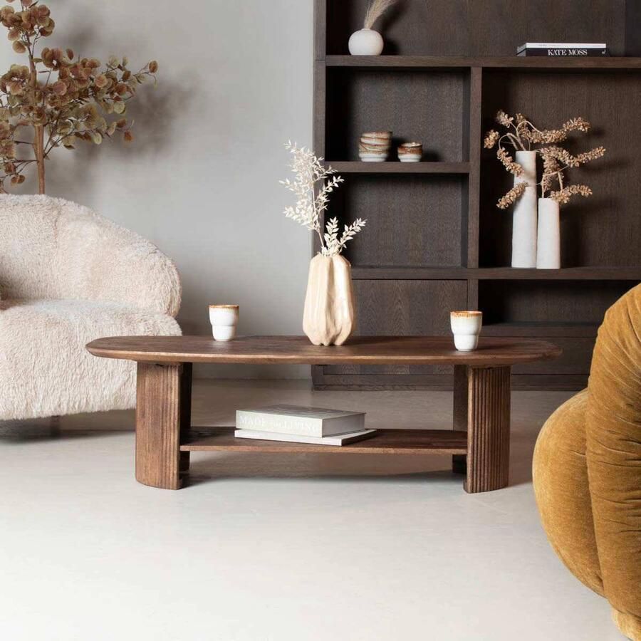 Giga Meubel Salontafel Lorna Deens Ovaal Bruin Hout 130x70x38cm - Foto 3